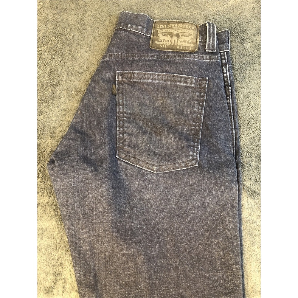 Levis 511 Mens Jeans Size 30x30 Dark Blue Slim Fit Denim Indigo - Picture 4 of 13